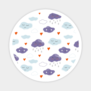 Seamless pattern with clouds, rain drops and hearts Magnet